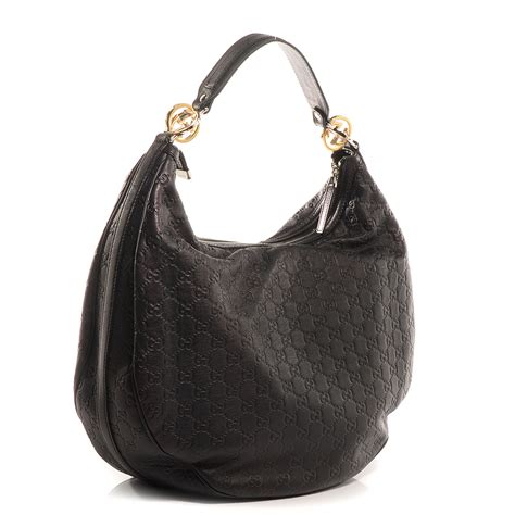 gucci black gg guccissima leather twins interlocking large hobo bag|Designer Hobo Shoulder Bags .